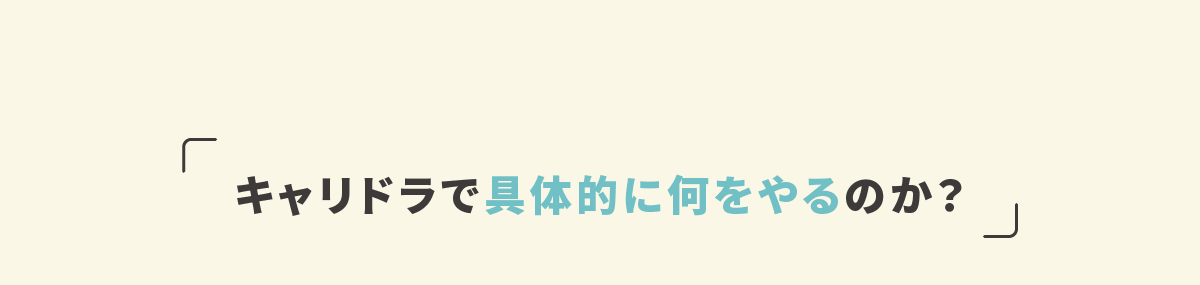 キャリドラで具体的に何をやるのか？