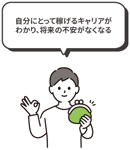 自分にとって稼げるキャリアがわかり、将来の不安がなくなる