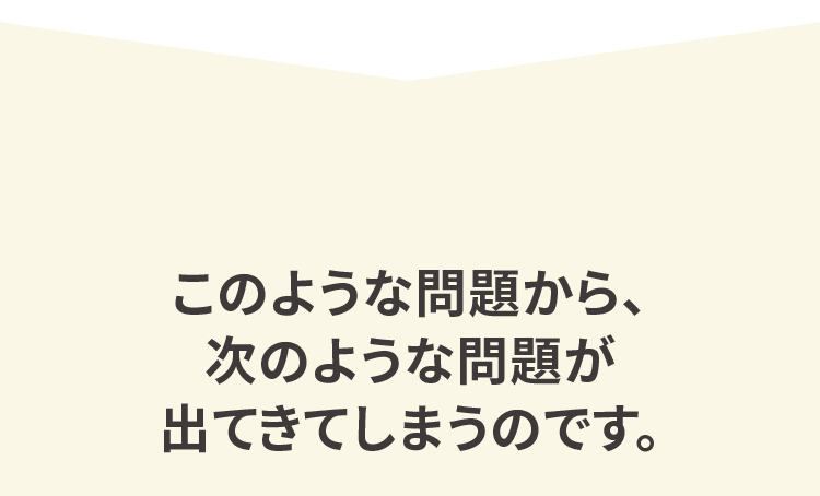このような問題から、次のような問題が出てきてしまうのです。
